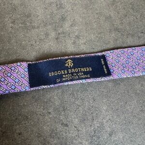 Brooks Brothers Purple Chain Print Silk Bow Tie Adjustable‎ Made in USA